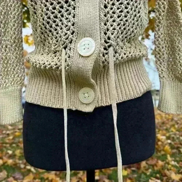 BNWT Banana Republic Open Knit Button Down Sweater Cardigan Size Small Tan - Picture 4 of 6